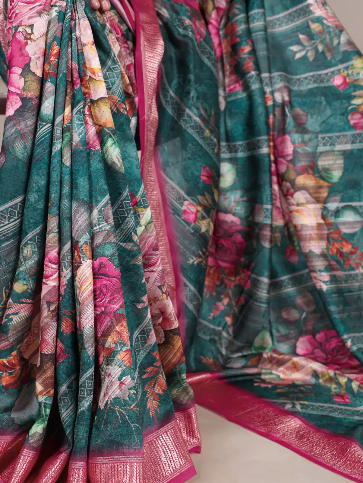 YNF 7015 Firozi Color Tussar Silk With Viscose Border Printed Saree Casual, Wedding, Festive, Events . Expected Delivery  4-6 Working Days @1699/- only                                                                                | Sarees, Bollywood Sarees, Creative Sarees, Designer Sarees, Embroidered Sarees, Ethnic Saree, Modern Digital sarees, Party Wear Sarees