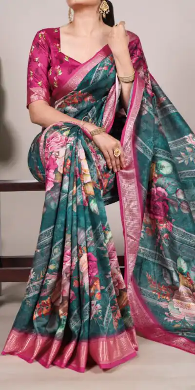 YNF 7015 Firozi Color Tussar Silk With Viscose Border Printed Saree Casual, Wedding, Festive, Events . Expected Delivery 4-6 Working Days @1699/- only | Sarees, Bollywood Sarees, Creative Sarees, Designer Sarees, Embroidered Sarees, Ethnic Saree, Modern Digital sarees, Party Wear Sarees