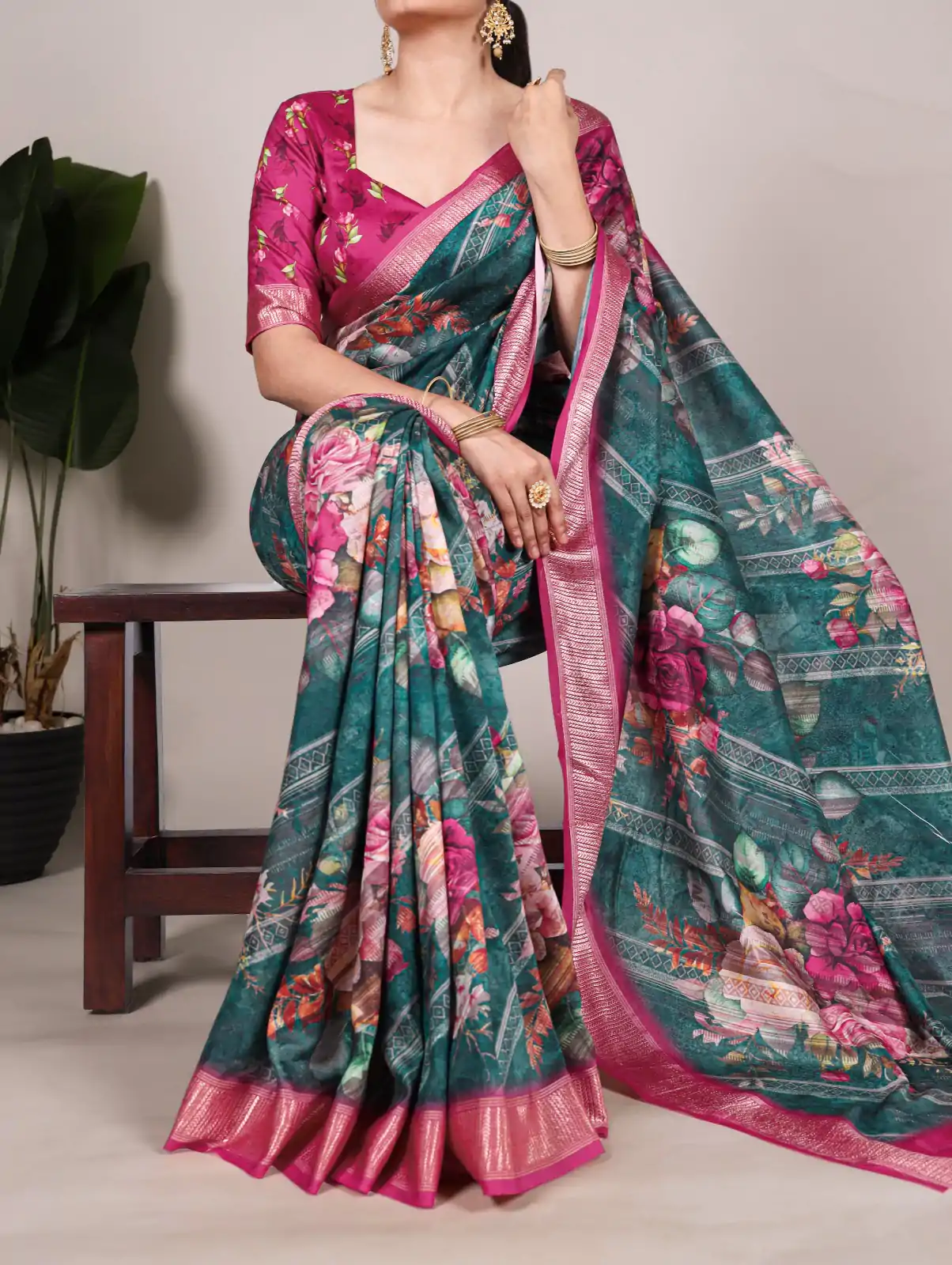 YNF 7015 Firozi Color Tussar Silk With Viscose Border Printed Saree Casual, Wedding, Festive, Events . Expected Delivery  4-6 Working Days @1699/- only                                                                                | Sarees, Bollywood Sarees, Creative Sarees, Designer Sarees, Embroidered Sarees, Ethnic Saree, Modern Digital sarees, Party Wear Sarees