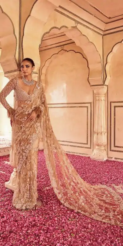 DF 3454 Gold Color Mono Net Multi Sequence Embroidery Work Casual, Wedding, Festive, Events . Expected Delivery  4-6 Working Days @1799/- only                                                                                | Sarees, Bollywood Sarees, Creative Sarees, Designer Sarees, Embroidered Sarees, Ethnic Saree, Modern Digital sarees, Party Wear Sarees
