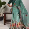 YNF 7009 Green Color Georgette Floral Print With Lace Border Saree Casual, Wedding, Festive, Events . Expected Delivery  4-6 Working Days @1299/- only                                                                                | Sarees, Bollywood Sarees, Creative Sarees, Designer Sarees, Embroidered Sarees, Ethnic Saree, Modern Digital sarees, Party Wear Sarees