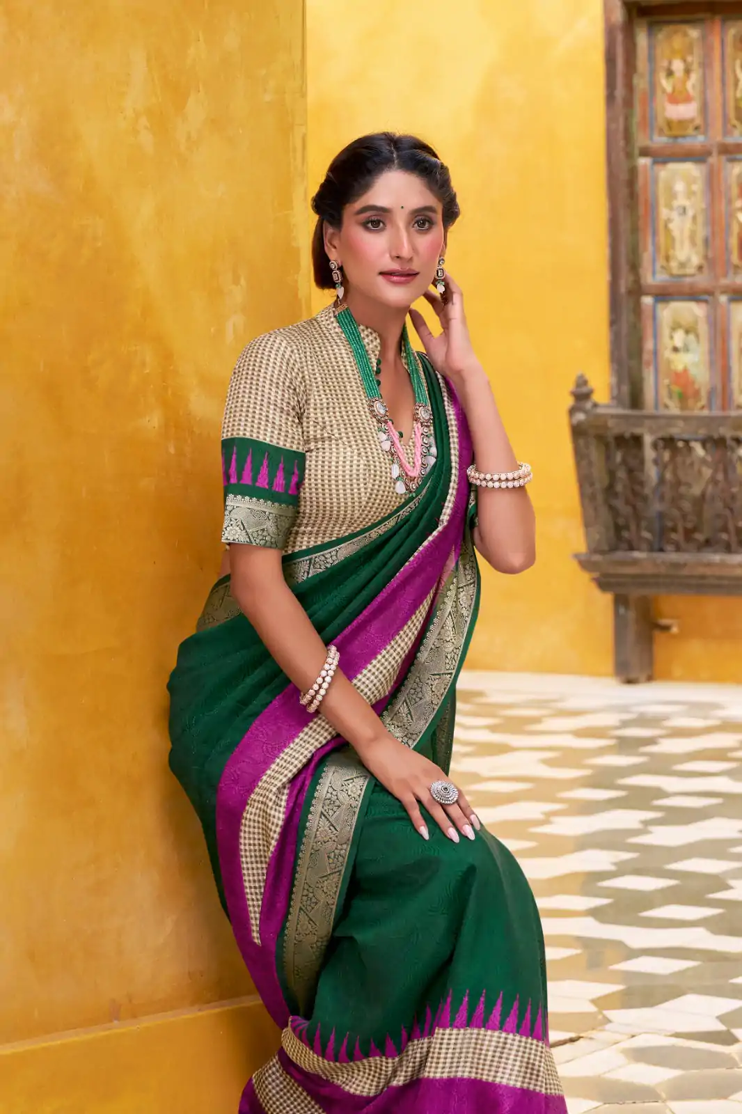 YNF 7049 Green Color Poly Cotton Printed With Zari Weaving Work Saree Casual, Wedding, Festive, Events . Expected Delivery  4-6 Working Days @1699/- only                                                                                | Sarees, Bollywood Sarees, Creative Sarees, Designer Sarees, Embroidered Sarees, Ethnic Saree, Modern Digital sarees, Party Wear Sarees