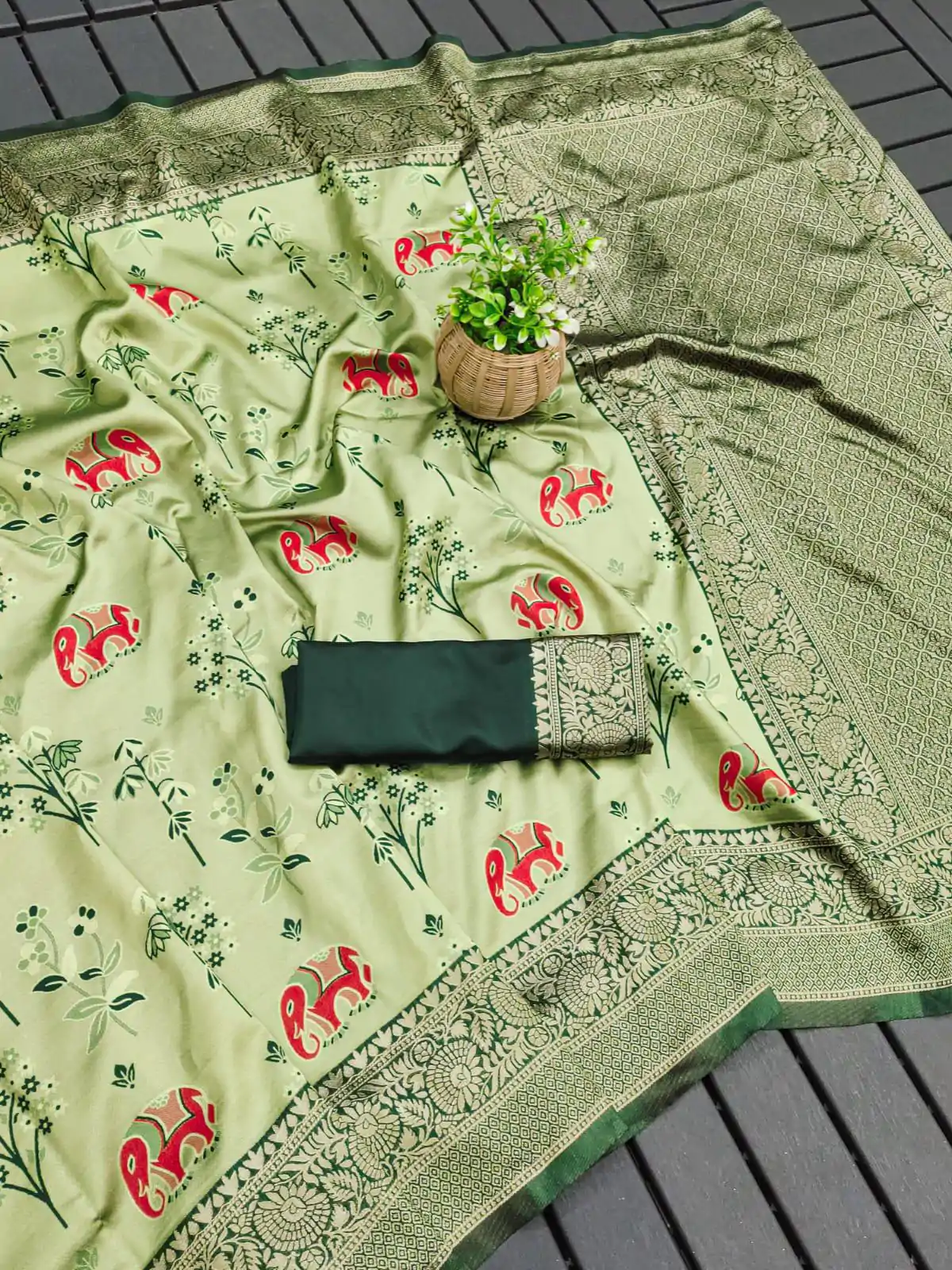 KP 6004 Green Soft Lichi Silk Jacquard Work With Designer Work Saree. Grab it for ₹1499. Delivery 4-6 Working Days. Shop now. | Sarees, Bollywood Sarees, Creative Sarees, Designer Sarees, Embroidered Sarees, Ethnic Saree, Modern Digital sarees, Party Wear Sarees