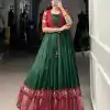 YNF 5028 Green Color Tasar Chex Patola With Weaving Work Border Gown Casual, Wedding, Festive, Events . Expected Delivery  4-6 Working Days @1799/- only      | Gowns, Bollywood Gowns, Creative Gowns, Designer Gowns, Embroidered Gowns, Party Wear Gowns
