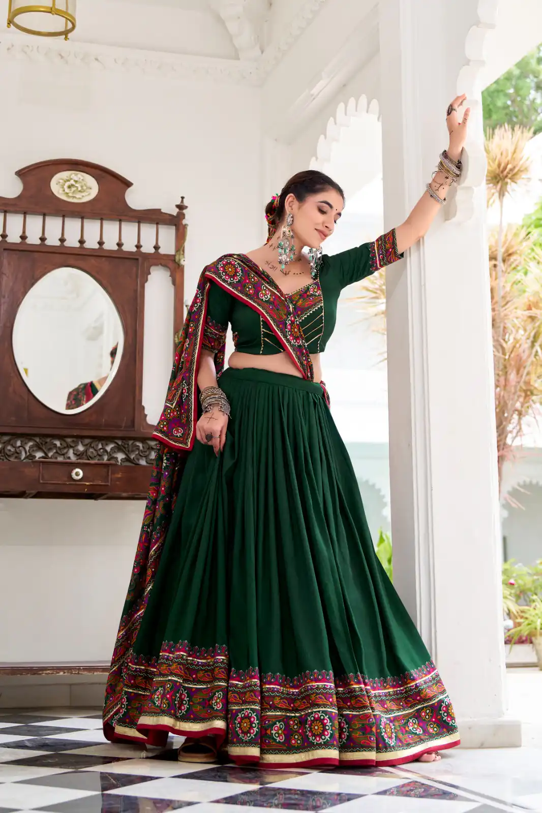LNB 1243 Green Color Tasar Silk Gamthi Print Embossed Gotta Patti Lace Lehenga Choli Festive Party Wedding, Events etc. Delivery 4-6 Working Days @2999/- | Lehenga, Bollywood Lehenga, Creative Lehenga, Designer Lehenga, Embroidered Lehenga, Party Wear Lehenga