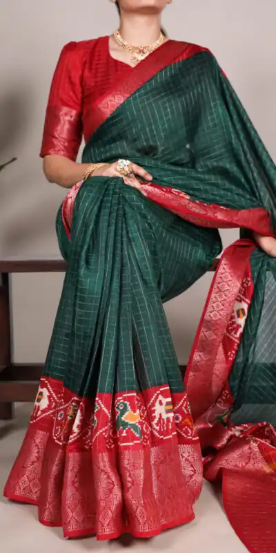 YNF 7029 Green Color Tussar Chex Patola Print Weaving Work Border Saree Casual, Wedding, Festive, Events . Expected Delivery 4-6 Working Days @1499/- only | Sarees, Bollywood Sarees, Creative Sarees, Designer Sarees, Embroidered Sarees, Ethnic Saree, Modern Digital sarees, Party Wear Sarees