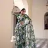 YNF 7042 Green Color Weightless Marbal Floral Printed Lace Border Saree Casual, Wedding, Festive, Events . Expected Delivery  4-6 Working Days @1549/- only                                                                                | Sarees, Bollywood Sarees, Creative Sarees, Designer Sarees, Embroidered Sarees, Ethnic Saree, Modern Digital sarees, Party Wear Sarees
