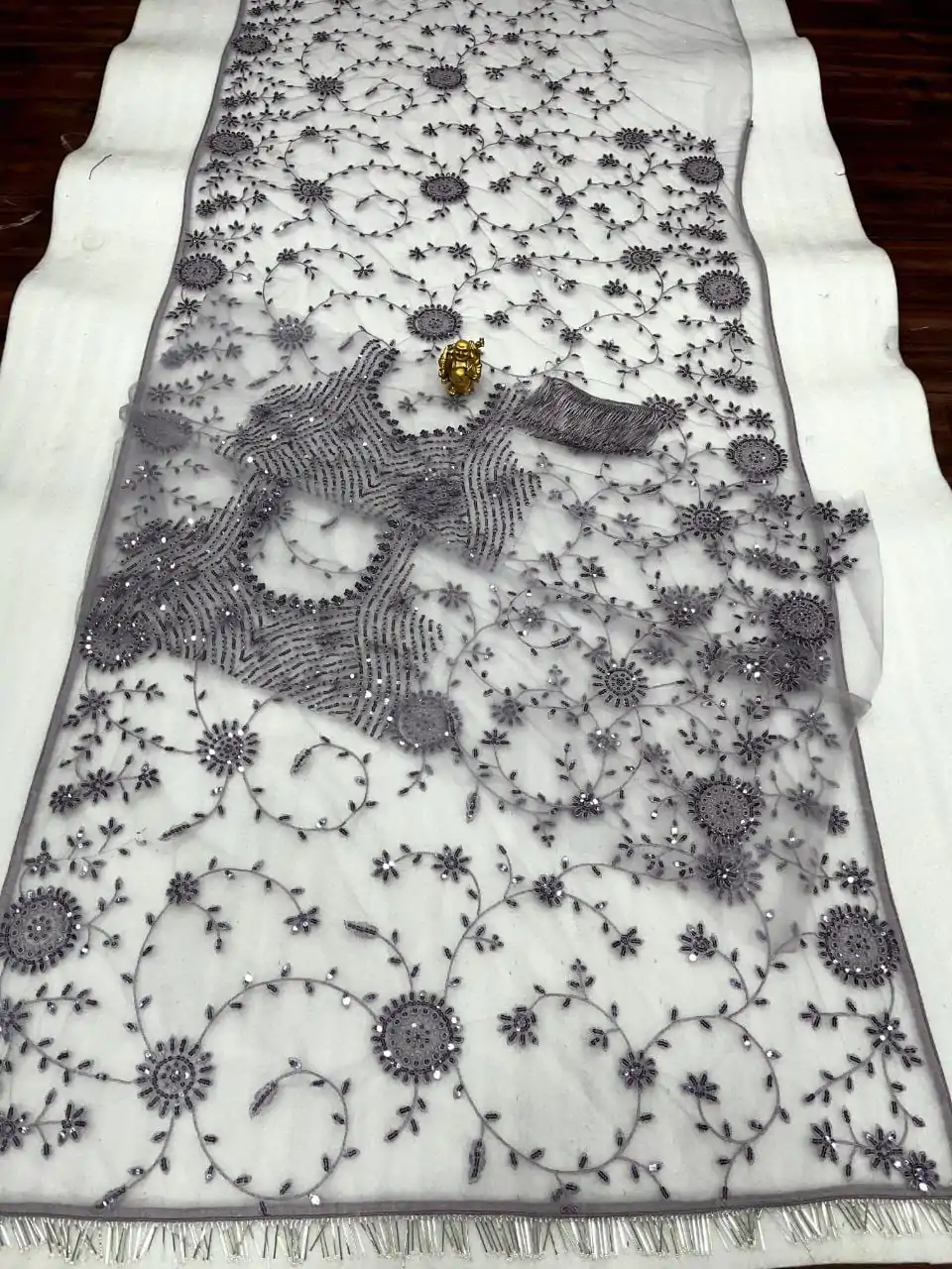 DF 3395 Grey Color Mono Net 5mm Multi & Sequins Embroidery Work Saree Casual, Wedding, Festive, Events . Expected Delivery 4-6 Working Days @1799/- only | Sarees, Bollywood Sarees, Creative Sarees, Designer Sarees, Embroidered Sarees, Ethnic Saree, Modern Digital sarees, Party Wear Sarees