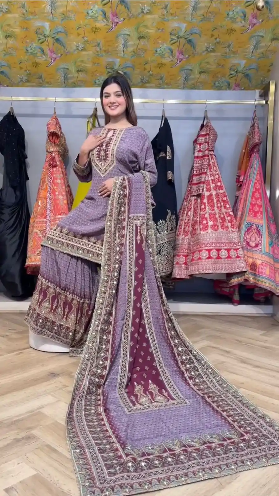 LG 1995 Lavender Color Chinon Digital Print Mirror Work Salwar Suit Casual, Wedding, Festive, Events . Expected Delivery  4-6 Working Days @1999/- only      | Jump Suits, Salwar suit, Casual Suits, Creative suits, Designer Suits, Palazzo Suits, Party Wear Suits, Patiala Suits, Straight Suits