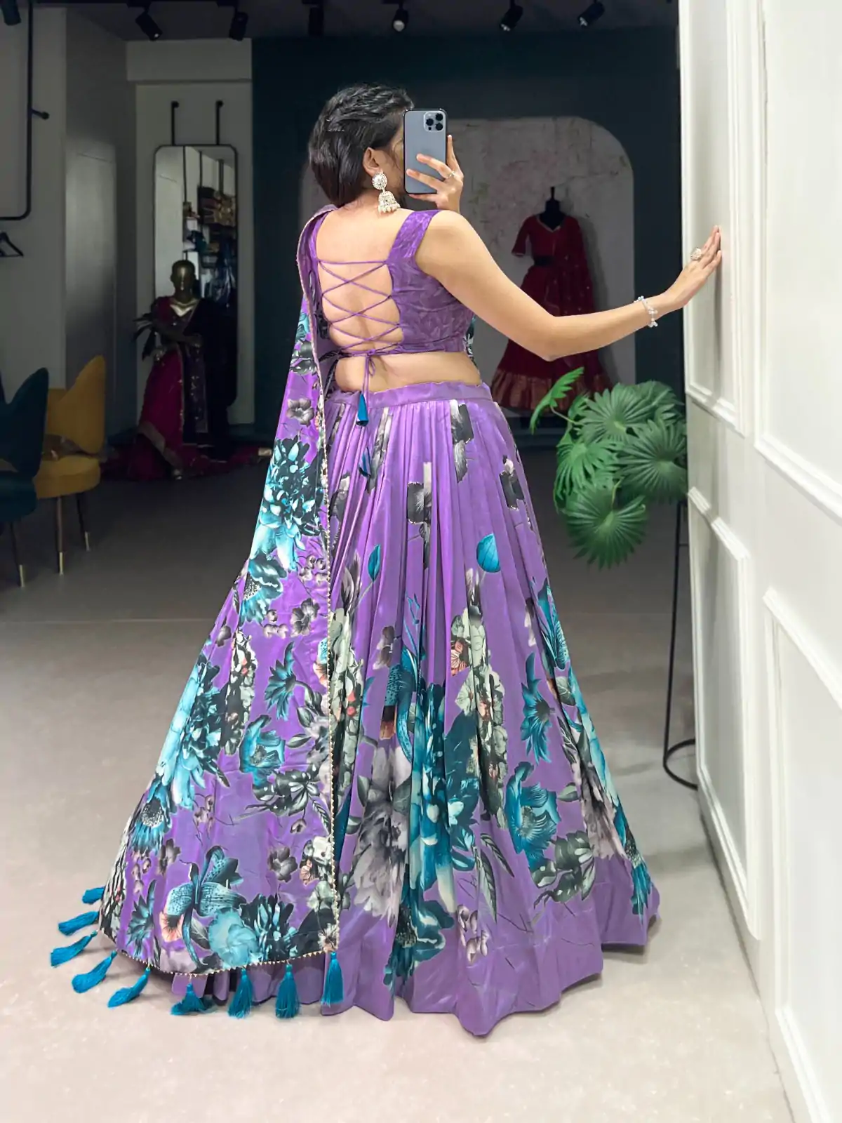 LNB 1225 Lavender Color Tasar Silk Floral Print With Lace Touch Up Lehenga Choli Wedding, Party, Festive, Events Etc. Delivery 4-6 Working Days Rs 2449 | Lehenga, Bollywood Lehenga, Creative Lehenga, Designer Lehenga, Embroidered Lehenga, Party Wear Lehenga