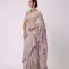 DF 3455 Light Peach Color Faux Georgette Embroidery Sequins Work Saree Casual, Wedding, Festive, Events . Expected Delivery  4-6 Working Days @1999/- only                                                                                | Sarees, Bollywood Sarees, Creative Sarees, Designer Sarees, Embroidered Sarees, Ethnic Saree, Modern Digital sarees, Party Wear Sarees