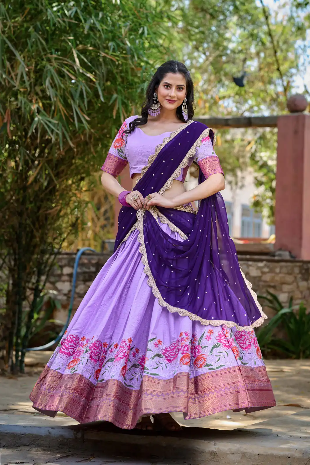 LNB1518 Light Purple Color Cotton Silk Thread Embroidery Work Lehenga Choli Wedding, Party, Festive, Events Etc. Delivery 4-6 Working Days Rs 2999 | Lehenga, Bollywood Lehenga, Creative Lehenga, Designer Lehenga, Embroidered Lehenga, Party Wear Lehenga