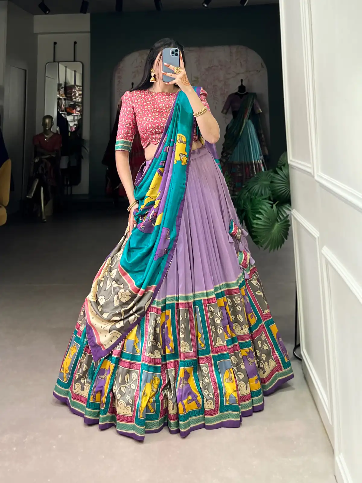 LNB 1235 Light Purple Color Tasar Silk Kalamkari With Foil Work Lehenga Choli Wedding, Party, Festive, Events Etc. Delivery 4-6 Working Days Rs 2499 | Lehenga, Bollywood Lehenga, Creative Lehenga, Designer Lehenga, Embroidered Lehenga, Party Wear Lehenga