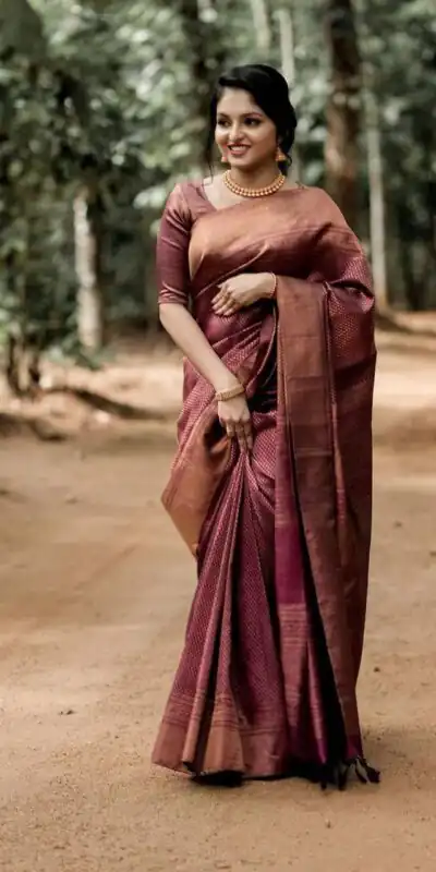 KP 3075 Maroon Soft Lichi Silk Whit Designer Jacquard Work in Saree it Grab for βΉ1399. Delivery 4-6 Working Days. Shop now. | Sarees, Bollywood Sarees, Creative Sarees, Designer Sarees, Embroidered Sarees, Ethnic Saree, Modern Digital sarees, Party Wear Sarees