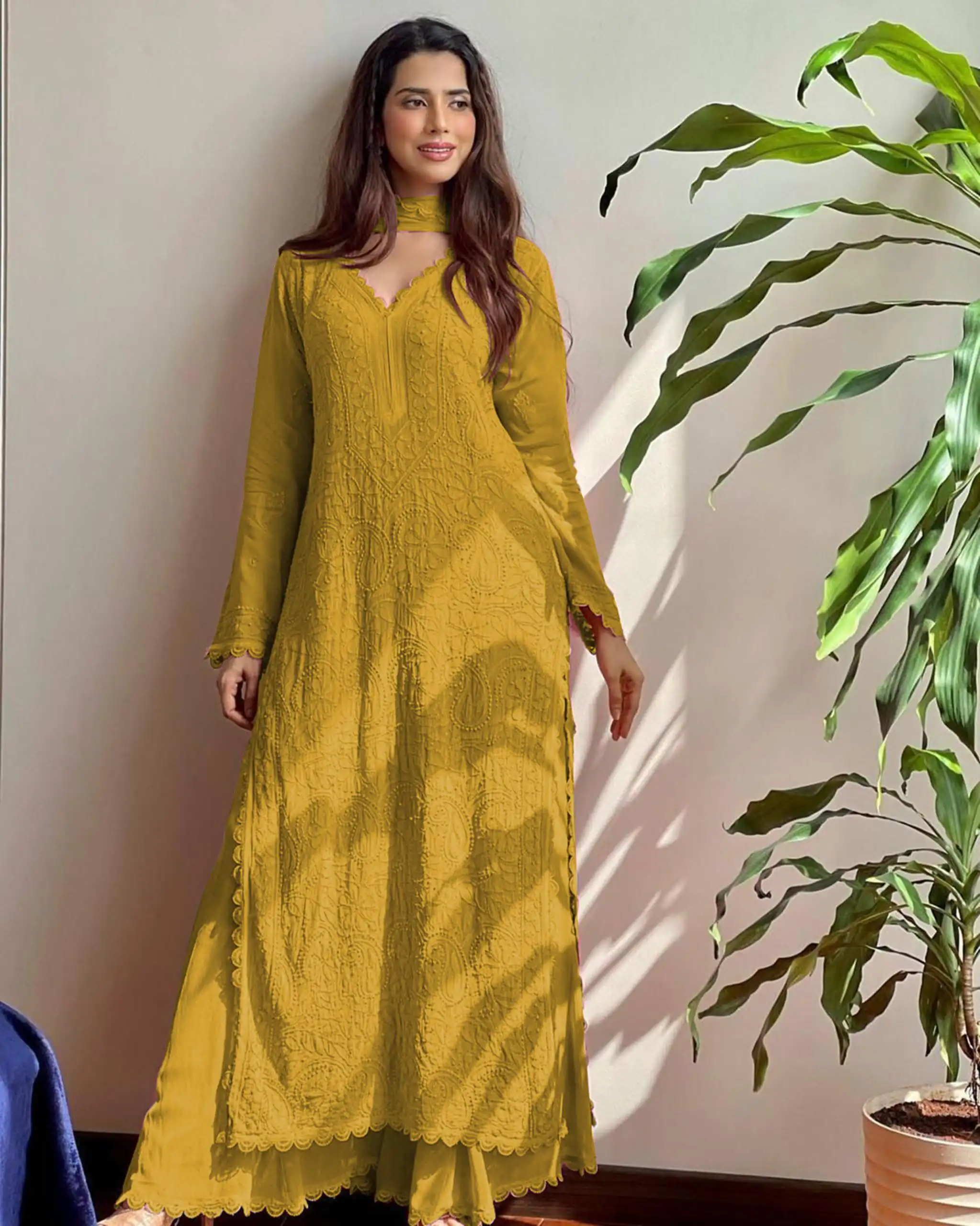 BE 170 Mustered Color Georgette Thread Embroidery Salwar Suit Wedding, Party, Festive events, etc.  Expected Delivery  4-6 Working Days @1999/- | Salwar suit, Casual Suits, Creative suits, Designer Suits, Palazzo Suits, Party Wear Suits, Patiala Suits, Straight Suits