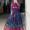 YNF 5031 Navy Blue Color Cotton Kalamkari Print Zari Weaving Work Gown Casual, Wedding, Festive, Events . Expected Delivery  4-6 Working Days @1999/- only      | Gowns, Bollywood Gowns, Creative Gowns, Designer Gowns, Embroidered Gowns, Party Wear Gowns