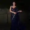 DF 3393 Navy Blue Color Georgette 5MM Sequins Embroidery Work Saree Casual, Wedding, Festive, Events . Expected Delivery  4-6 Working Days @1799/- only                                                 | Sarees, Bollywood Sarees, Creative Sarees, Designer Sarees, Embroidered Sarees, Ethnic Saree, Modern Digital sarees, Party Wear Sarees