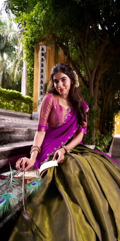 LNB 2009 Navy Blue Elevate your style with the Navy Blue Kanchipuram Weaving Lehenga Choli, featuring stunning zari work and a comfortable drawstring fit. | Lehenga, Bollywood Lehenga, Creative Lehenga, Designer Lehenga, Embroidered Lehenga, Party Wear Lehenga