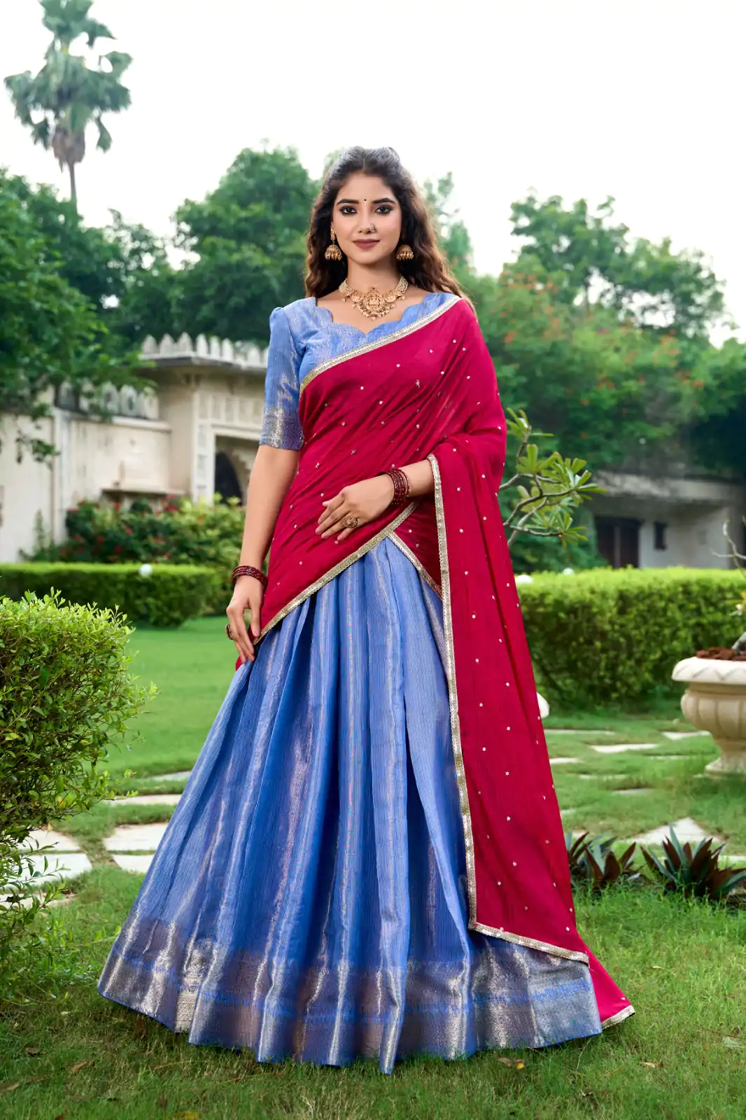 LNB 2003 Navy Blue Color Kanchipuram Lehenga Choli With Zari Embroidery Work. Available at ₹1999 only. Delivery 4-6 Working Days. Shop now. | Lehenga, Bollywood Lehenga, Creative Lehenga, Designer Lehenga, Embroidered Lehenga, Party Wear Lehenga