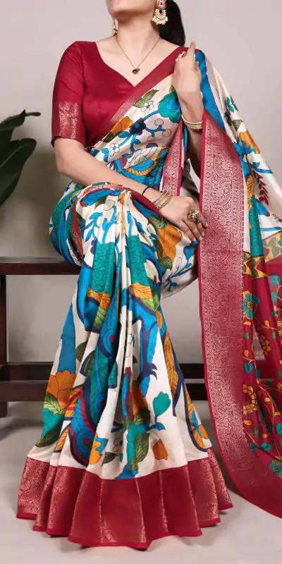 YNF 7047 Off White Color Tasar Silk Printed With Zari Weaving Work Saree Casual, Wedding, Festive, Events . Expected Delivery  4-6 Working Days @1599/- only                                                                                | Sarees, Bollywood Sarees, Creative Sarees, Designer Sarees, Embroidered Sarees, Ethnic Saree, Modern Digital sarees, Party Wear Sarees