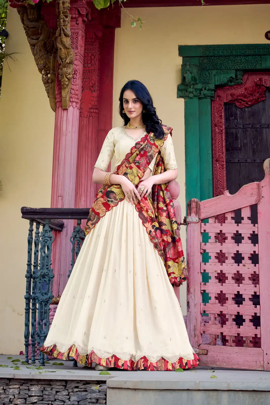 LNB 1237 Off White Color Vichitra Sequins and Embroidery Work Kalamkari Lehenga Choli Wedding, Party, Festive, Events Etc. Delivery 4-6 Working Days Rs 3299 | Lehenga, Bollywood Lehenga, Creative Lehenga, Designer Lehenga, Embroidered Lehenga, Party Wear Lehenga