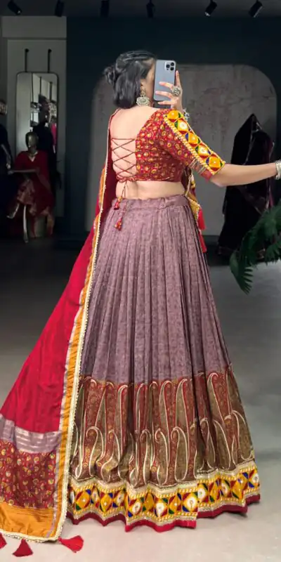 LNB 1745 Onion Color Tasar Silk Kashmiri Foil Print Gamthi Work Sequins Lehenga Choli Wedding, Party, Festive, Events Etc. Delivery 4-6 Working Days Rs 2999 | Lehenga, Bollywood Lehenga, Creative Lehenga, Designer Lehenga, Embroidered Lehenga, Party Wear Lehenga