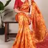YNF 7416 Orange Color Jacquard Silk Patola Print Zari Weaving Work Saree Casual, Wedding, Festive, Events . Expected Delivery  4-6 Working Days @2599/- only                                                                                | Sarees, Bollywood Sarees, Creative Sarees, Designer Sarees, Embroidered Sarees, Ethnic Saree, Modern Digital sarees, Party Wear Sarees