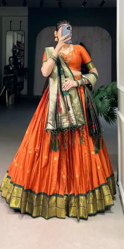 LNB 2017 Orange Color Jacquard Silk Zari Weaving Work Lehenga Choli Wedding, Party, Festive, Events Etc. Delivery 4-6 Working Days Rs 2849 | Lehenga, Bollywood Lehenga, Creative Lehenga, Designer Lehenga, Embroidered Lehenga, Party Wear Lehenga