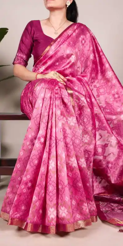 YNF 7416 Pink Color Jacquard Silk Patola Print Zari Weaving Work Saree Casual, Wedding, Festive, Events . Expected Delivery  4-6 Working Days @2599/- only                                                                                | Sarees, Bollywood Sarees, Creative Sarees, Designer Sarees, Embroidered Sarees, Ethnic Saree, Modern Digital sarees, Party Wear Sarees