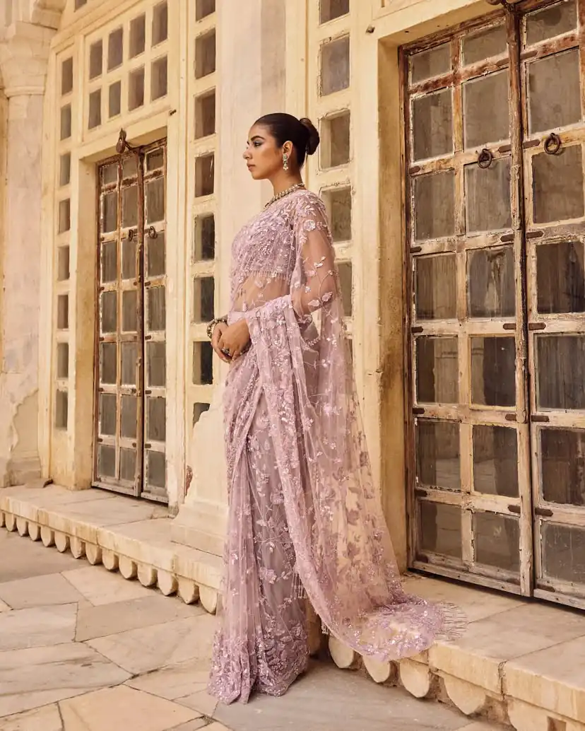 DF 3435 Pink Color Mono Net 5mm Multi Sequins Embroidery Work Saree Casual, Wedding, Festive, Events . Expected Delivery  4-6 Working Days @1799/- only                                                                                | Sarees, Bollywood Sarees, Creative Sarees, Designer Sarees, Embroidered Sarees, Ethnic Saree, Modern Digital sarees, Party Wear Sarees