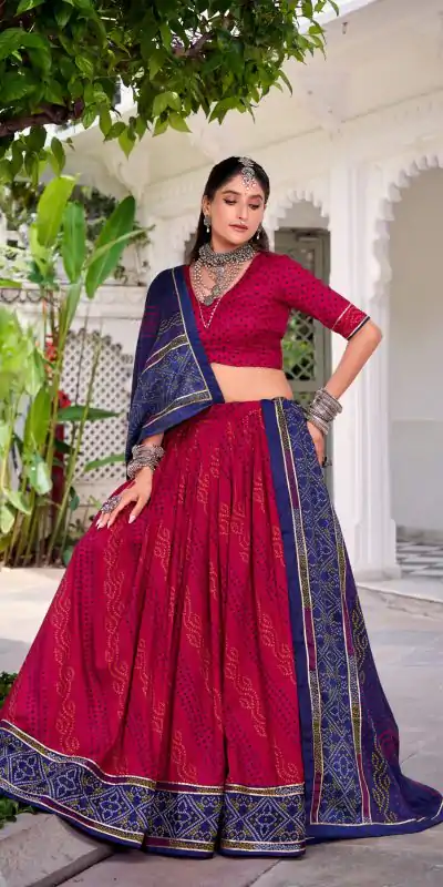 LNB 1250 Pink Color Tasar Silk Bandhej Print With Gotta Patti Lace Lehenga Choli Festive Party Wedding, Events etc. Delivery 4-6 Working Days @2149/- | Lehenga, Bollywood Lehenga, Creative Lehenga, Designer Lehenga, Embroidered Lehenga, Party Wear Lehenga