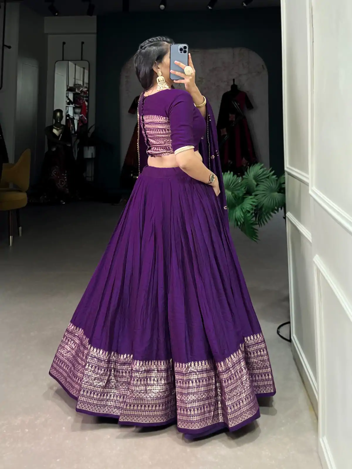 LNB 1906 Purple Color Pure Chanderi Plain With Zari Weaving Work Border Lehenga Choli Wedding, Party, Festive, Events Etc. Delivery 4-6 Working Days Rs 1999 | Lehenga, Bollywood Lehenga, Creative Lehenga, Designer Lehenga, Embroidered Lehenga, Party Wear Lehenga