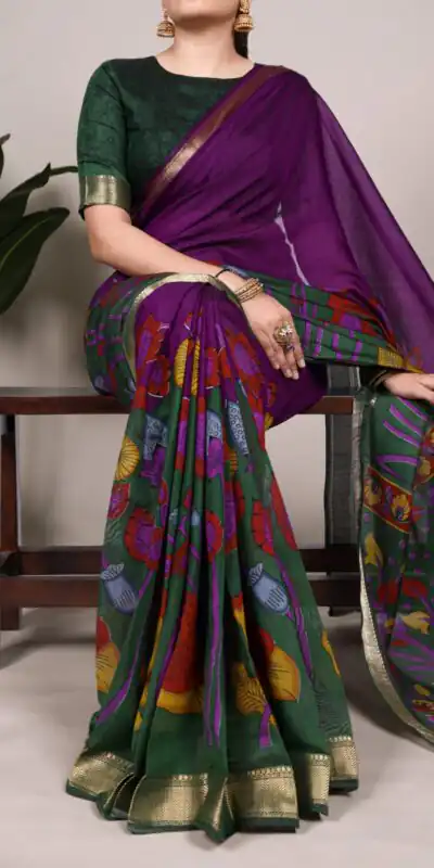 YNF 7036 Purple Color Polyester Chanderi Printed Zari Weaving Work Saree Casual, Wedding, Festive, Events . Expected Delivery 4-6 Working Days @1499/- only | Sarees, Bollywood Sarees, Creative Sarees, Designer Sarees, Embroidered Sarees, Ethnic Saree, Modern Digital sarees, Party Wear Sarees