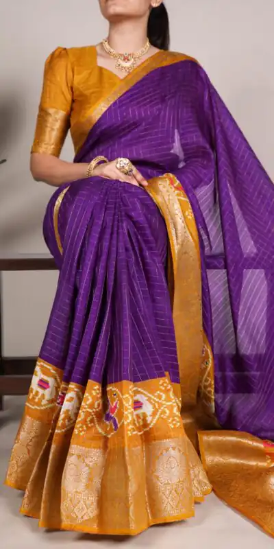 YNF 7029 Purple Color Tussar Chex Patola Print Weaving Work Border Saree Casual, Wedding, Festive, Events . Expected Delivery 4-6 Working Days @1499/- only | Sarees, Bollywood Sarees, Creative Sarees, Designer Sarees, Embroidered Sarees, Ethnic Saree, Modern Digital sarees, Party Wear Sarees