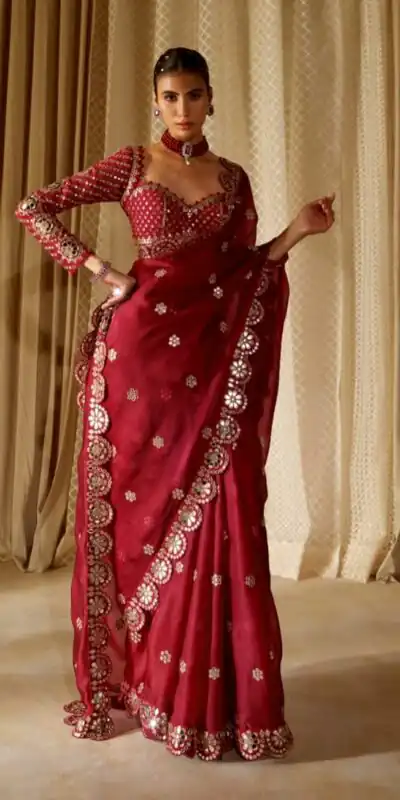 DF 3457 Red Color Georgette Sequence Original Mirror Work Saree Casual, Wedding, Festive, Events . Expected Delivery 4-6 Working Days @2099/- only | Sarees, Bollywood Sarees, Creative Sarees, Designer Sarees, Embroidered Sarees, Ethnic Saree, Modern Digital sarees, Party Wear Sarees