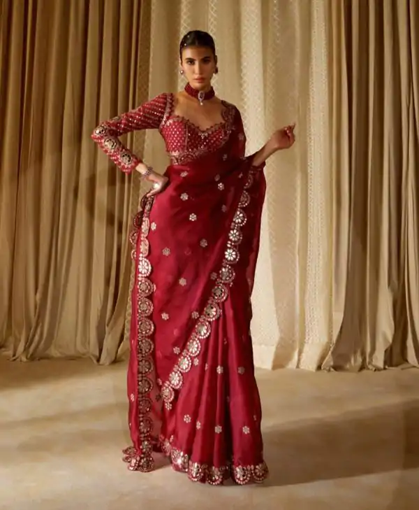 DF 3457 Red Color Georgette Sequence Original Mirror Work Saree Casual, Wedding, Festive, Events . Expected Delivery  4-6 Working Days @2099/- only                                                                                | Sarees, Bollywood Sarees, Creative Sarees, Designer Sarees, Embroidered Sarees, Ethnic Saree, Modern Digital sarees, Party Wear Sarees