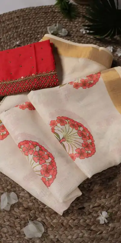 YNF 7205 Red Color Onam Printed With Banglory Blouse Saree Casual, Wedding, Festive, Events . Expected Delivery 4-6 Working Days @1749/- only | Sarees, Bollywood Sarees, Creative Sarees, Designer Sarees, Embroidered Sarees, Ethnic Saree, Modern Digital sarees, Party Wear Sarees