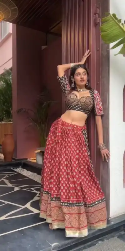 LG 642 Red Color Printed Rayon Real Mirror Work Lehenga Choli Wedding, Party, Festive, Events Etc. Delivery 4-6 Working Days Rs 2049 | Lehenga, Bollywood Lehenga, Creative Lehenga, Designer Lehenga, Embroidered Lehenga, Party Wear Lehenga