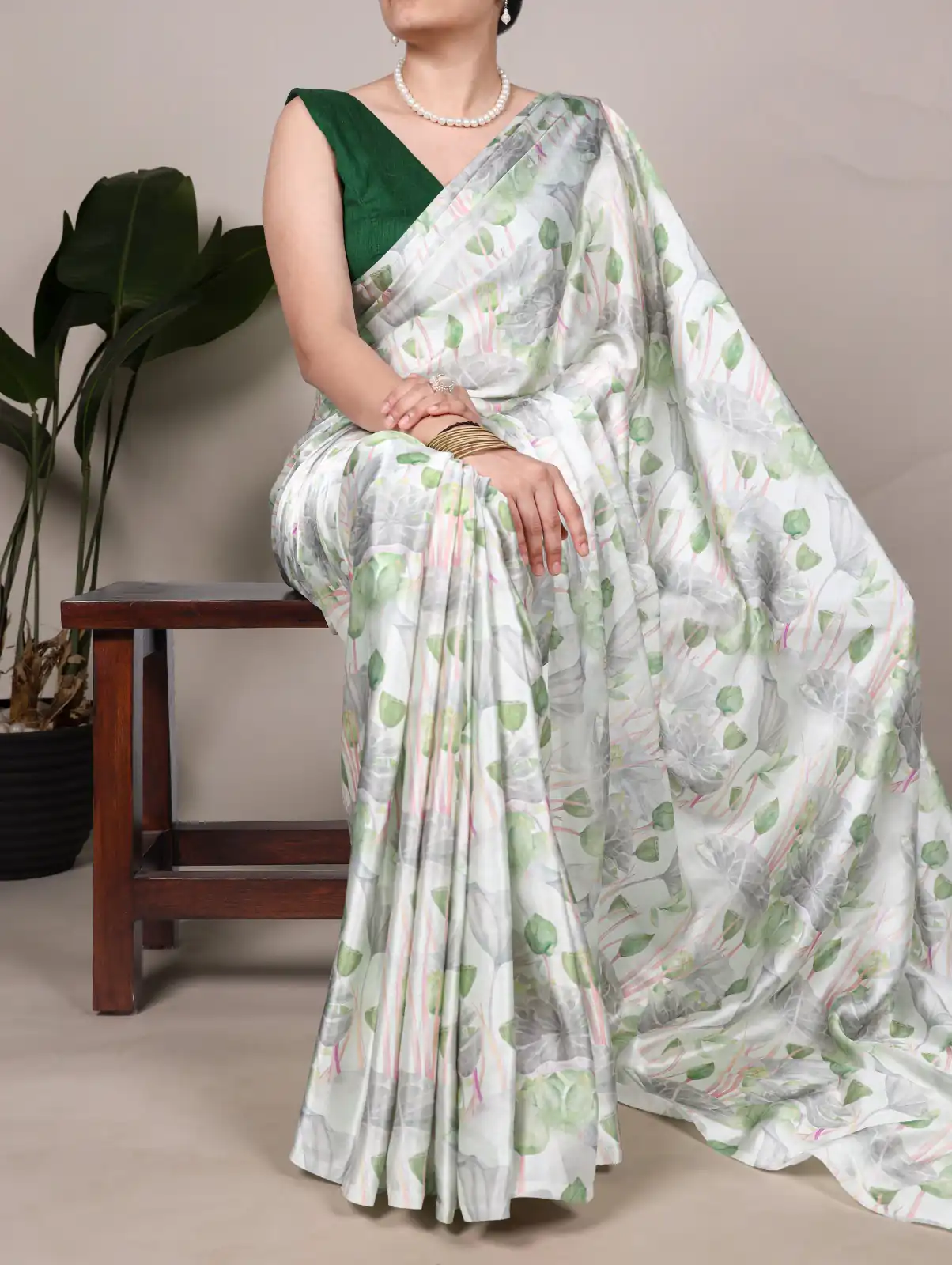 YNF 7054 Sea Green Color Satin Silk Floral Printed Saree Casual, Wedding, Festive, Events . Expected Delivery  4-6 Working Days @1549/- only                                                                                | Sarees, Bollywood Sarees, Creative Sarees, Designer Sarees, Embroidered Sarees, Ethnic Saree, Modern Digital sarees, Party Wear Sarees