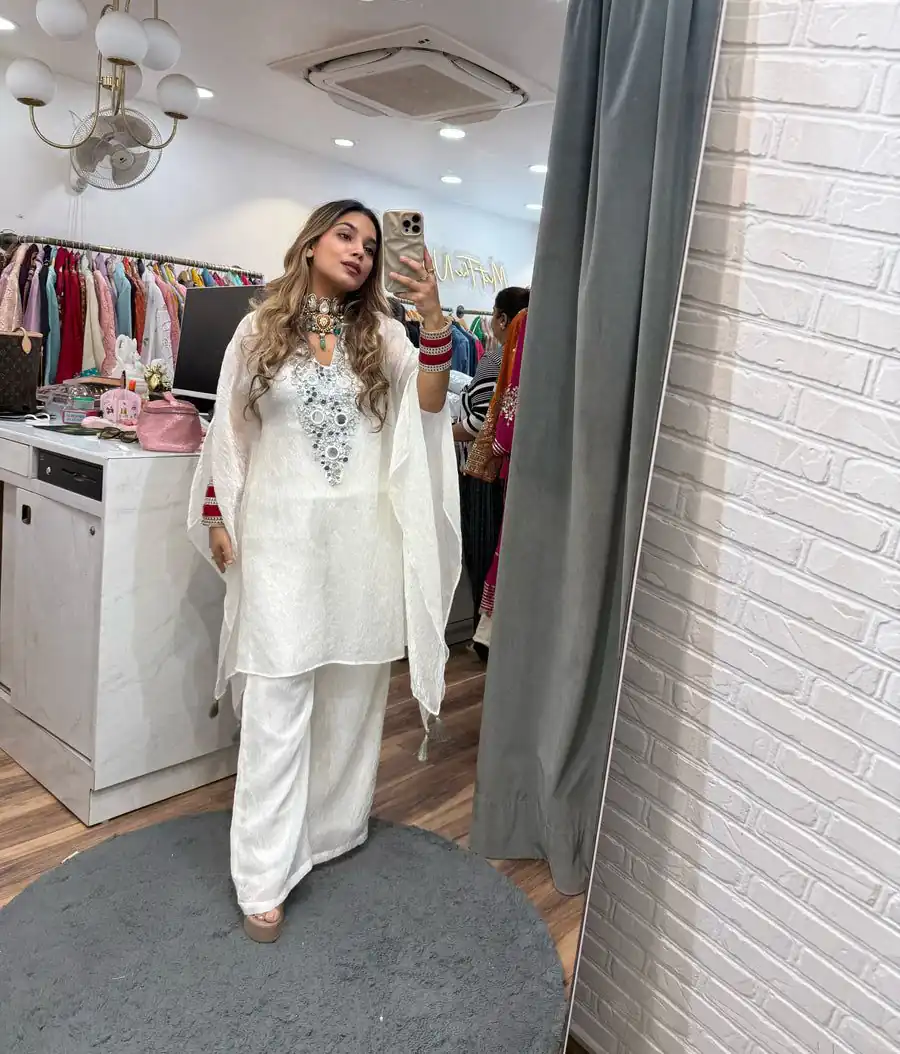 LG 1890 White Color Fendy Embroidery With Real Mirror Work Salwar Suit Casual, Wedding, Festive, Events . Expected Delivery 4-6 Working Days @1849/- only | Jump Suits, Salwar suit, Casual Suits, Creative suits, Designer Suits, Palazzo Suits, Party Wear Suits, Patiala Suits, Straight Suits