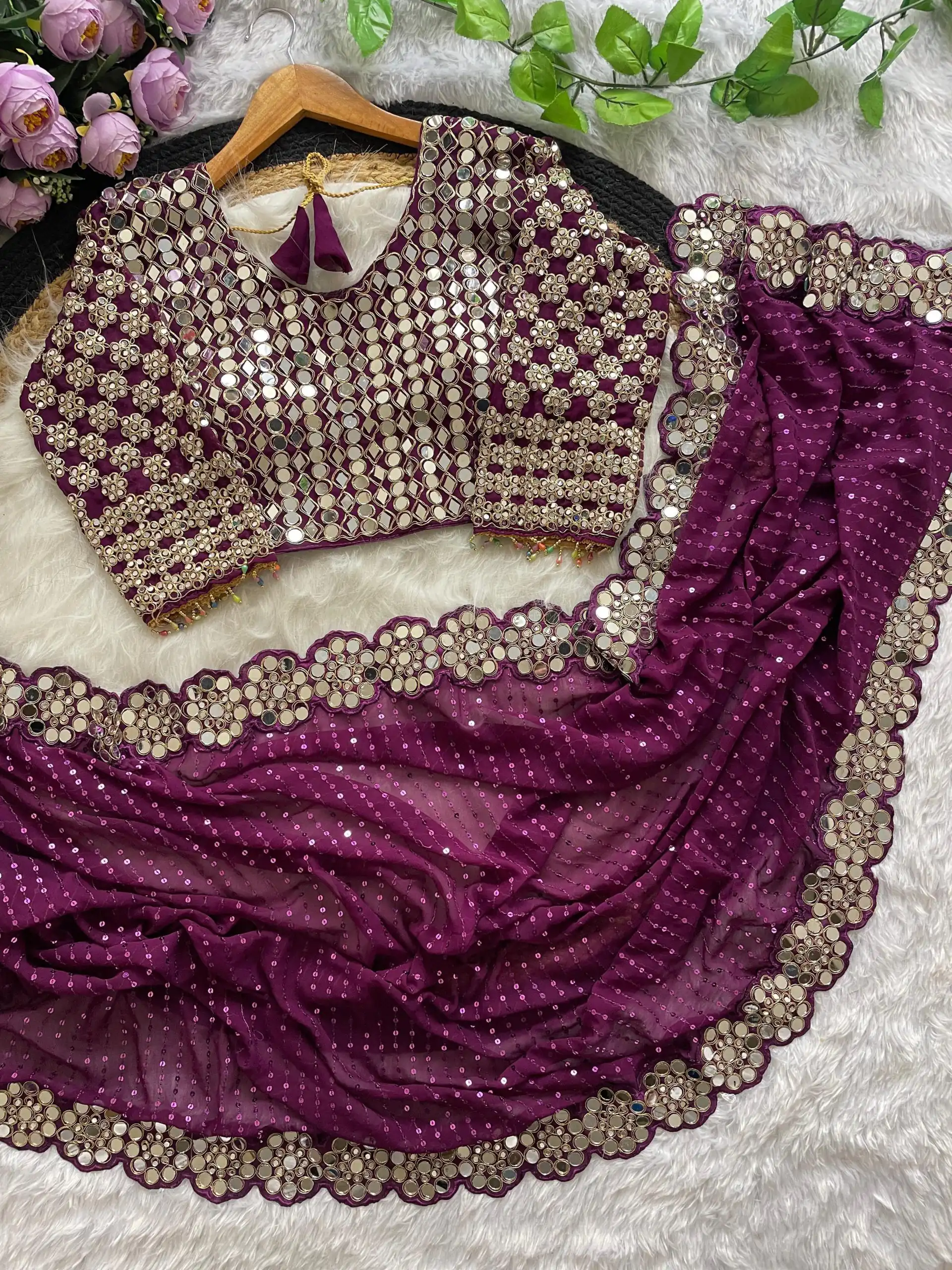 DF 3429 Wine Color Faux Georgette 5mm Sequence Work Saree Casual, Wedding, Festive, Events . Expected Delivery  4-6 Working Days @2199/- only                                                 | Sarees, Bollywood Sarees, Creative Sarees, Designer Sarees, Embroidered Sarees, Ethnic Saree, Modern Digital sarees, Party Wear Sarees