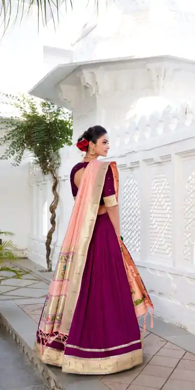LNB 2016 Wine Color Vichitra Silk Plain with Paithni lace border Lehenga Choli Wedding, Party, Festive, Events Etc. Delivery 4-6 Working Days Rs 2999 | Lehenga, Bollywood Lehenga, Creative Lehenga, Designer Lehenga, Embroidered Lehenga, Party Wear Lehenga