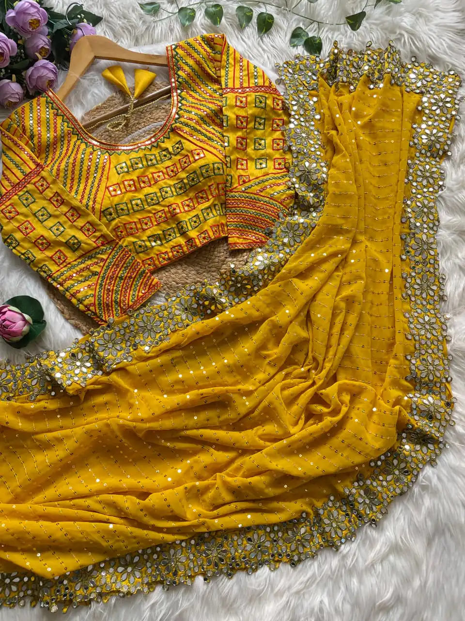 DF 3453 Yellow Color Faux Georgette 5mm Sequence Work Casual, Wedding, Festive, Events . Expected Delivery  4-6 Working Days @2099/- only                                                                                | Sarees, Bollywood Sarees, Creative Sarees, Designer Sarees, Embroidered Sarees, Ethnic Saree, Modern Digital sarees, Party Wear Sarees