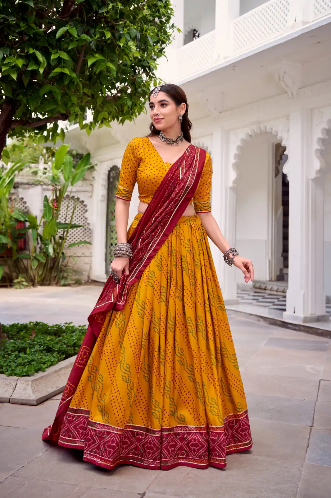 LNB 1250 Yellow Color Tasar Silk Bandhej Print With Gotta Patti Lace Lehenga Choli Festive Party Wedding, Events etc. Delivery 4-6 Working Days @2149/- | Lehenga, Bollywood Lehenga, Creative Lehenga, Designer Lehenga, Embroidered Lehenga, Party Wear Lehenga