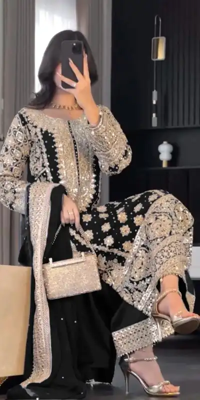 SR 1654 Maroon in Faux Georgette With Heavy Embroidery Sequence Work Wedding, Party, Festive, Events Special 4-6 Working Days At 2599/- Only | Jump Suits, Salwar suit, Casual Suits, Creative suits, Designer Suits, Palazzo Suits, Party Wear Suits, Patiala Suits, Straight Suits