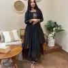 ZSR 3143 Black Heavy Fox Georgette With Embroidery Sequence Work Gown Perfect for Wedding, Party, Traditional Day, Diwali, Temple Visit At 1899 | Gowns, Bollywood Gowns, Creative Gowns, Designer Gowns, Embroidered Gowns, Party Wear Gowns