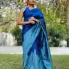 KP 2035 Blue Soft Lichi Silk Saree Perfect for Wedding, Party, Karwa Chauth, Pongal, Haldi . Available at ₹1399 only. Delivery 4-6 Working Days. | Sarees, Bollywood Sarees, Creative Sarees, Designer Sarees, Embroidered Sarees, Ethnic Saree, Modern Digital sarees, Party Wear Sarees