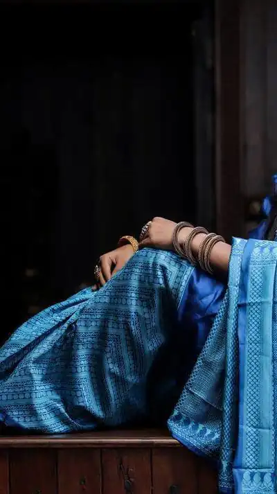 KP 2035 Blue Soft Lichi Silk Saree Perfect for Wedding, Party, Karwa Chauth, Pongal, Haldi . Available at ₹1399 only. Delivery 4-6 Working Days. | Sarees, Bollywood Sarees, Creative Sarees, Designer Sarees, Embroidered Sarees, Ethnic Saree, Modern Digital sarees, Party Wear Sarees