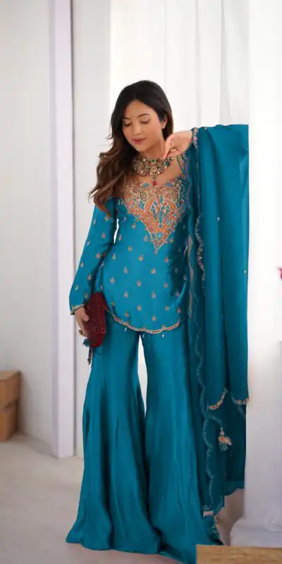NSR 852 Blue Simar Silk With Embroidery Work with Full Sleeve Salwar Suit in . Now at just ₹2099. Delivery 4-6 Working Days. Shop n | Jump Suits, Salwar suit, Casual Suits, Creative suits, Designer Suits, Palazzo Suits, Party Wear Suits, Patiala Suits, Straight Suits