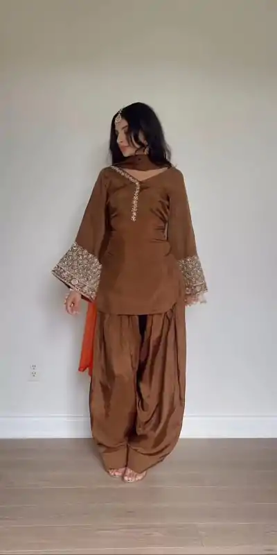 NSR 854 Brown Natural Satin Silk Sequence Work with Lace Work & Embroidery Work Salwaar Suit Now at just ₹1799. Delivery 4-6 Working Days. Shop now. | Jump Suits, Salwar suit, Casual Suits, Creative suits, Designer Suits, Palazzo Suits, Party Wear Suits, Patiala Suits, Straight Suits